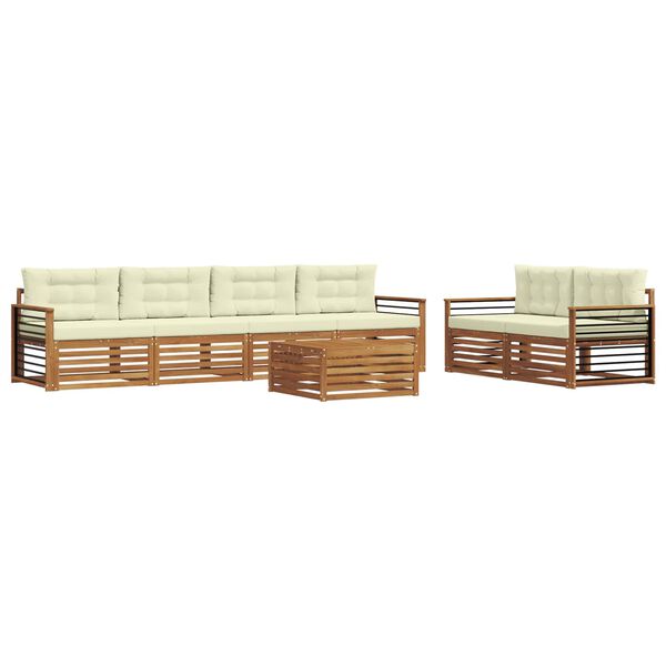 vidaXL Set vanjskih sofa s jastukom 7 pcs Prirodna i krem
