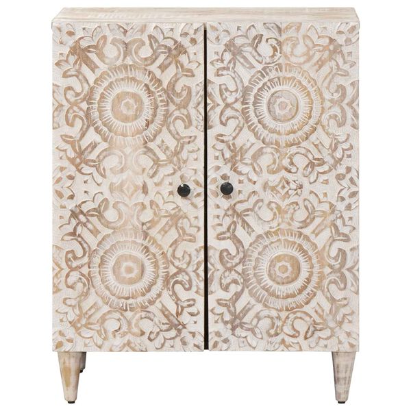 vidaXL Sideboard za Pohranu Bijelo 60 x 33,5 x 75 cm Čvrsto drvo manga