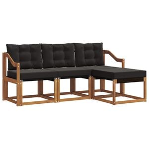 vidaXL Set vanjskih sofa s jastukom 4 pcs Prirodna i crna