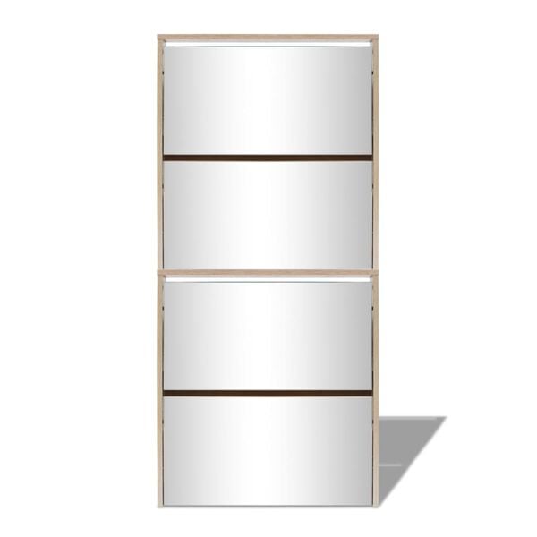 vidaXL Ormarić za cipele s ogledalom 4 razine 63x17x134 cm boja hrasta
