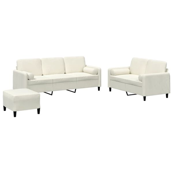vidaXL 3-dijelni set sofa s jastucima krem bar&scaron;unasti