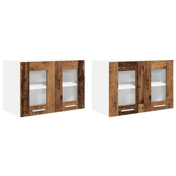 vidaXL Viseći ormarić s pohranom 2 pcs Staro drvo 60 x 31 x 40 cm