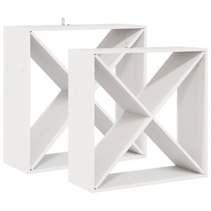 vidaXL Stalak za vino 2 kom. Bijelo 62 x 25 x 62 cm Čvrsto borovo drvo
