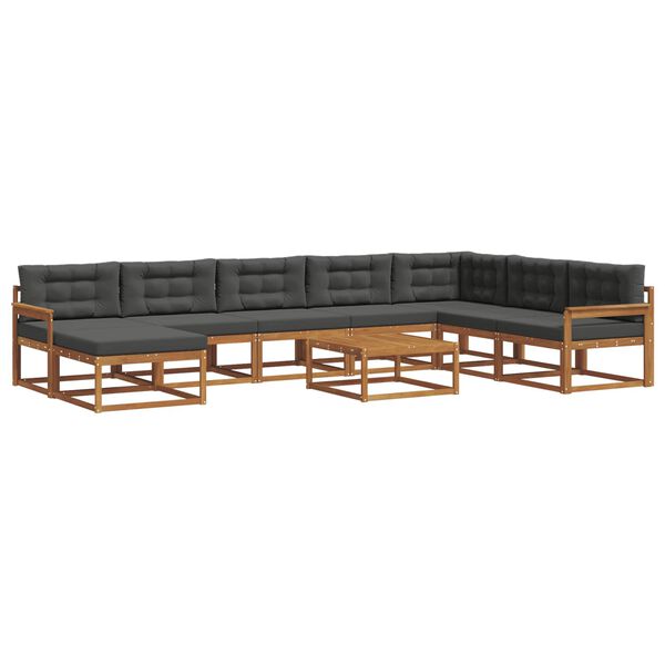 vidaXL Set vanjskih sofa s jastukom 9 pcs Prirodna i antracit