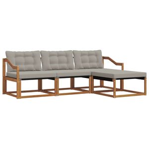 vidaXL Set vanjskih sofa s jastukom 4 pcs Prirodna i svijetlo siva
