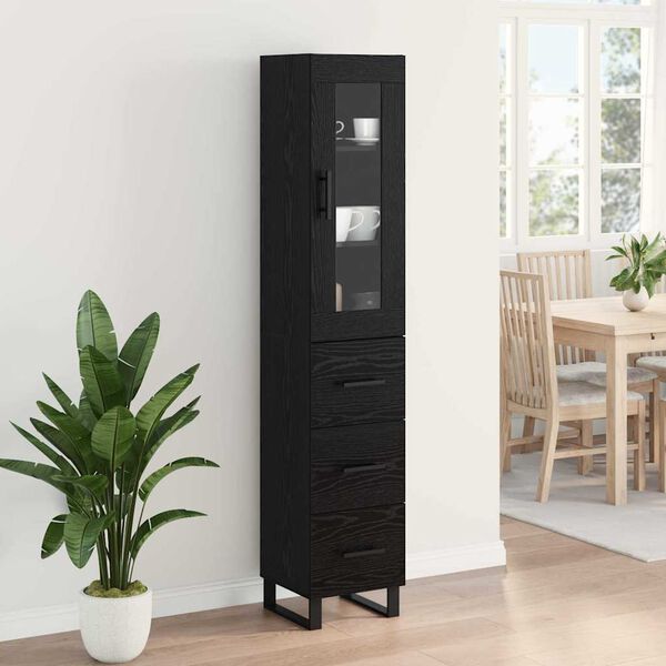 vidaXL Highboard Crni hrast 34,5 x 34 x 180 cm Konstruirano drvo