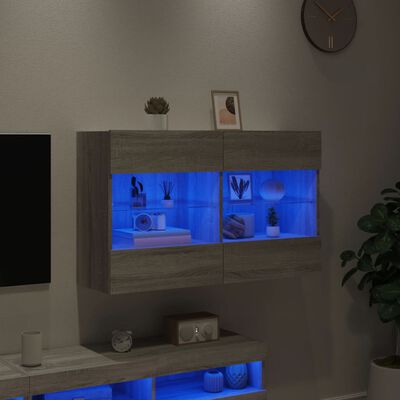 vidaXL Zidni TV ormarić s LED svjetlima boja hrasta 98,5x30x60,5 cm