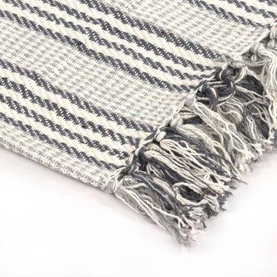 vidaXL Pamučni pokrivač prugasti 125 x 150 cm sivo-bijeli