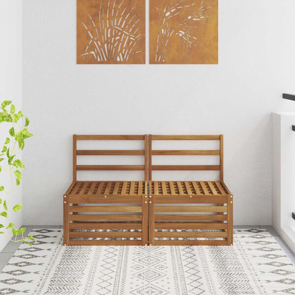 vidaXL 2 Komad Srednja sofa za van Čvrsto drvo akacije Prirodna