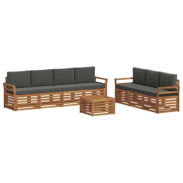 vidaXL Setovi sofa 8 pcs Prirodna i antracit Čvrsto drvo akacije