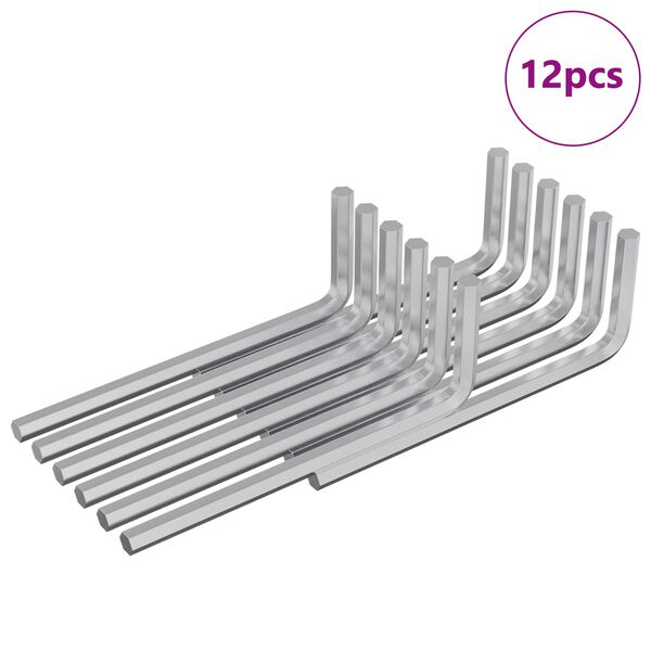 vidaXL Hex ključ 12 pcs Srebrno 32 x 86 mm Čelik
