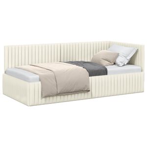 vidaXL Kutni okvir kreveta s uzglavljem Krema 90 cm x 190 cm Bar&scaron;un
