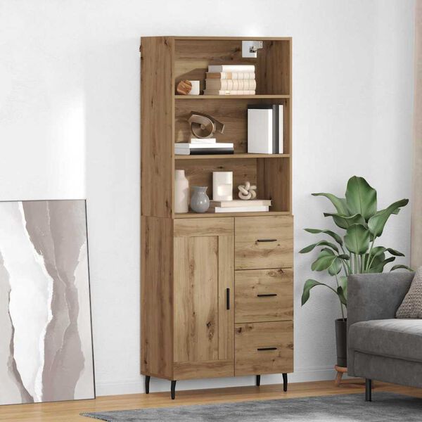 vidaXL Highboard s ladicama Umjetnički hrast 69,5 x 34 x 180 cm