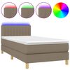 vidaXL Krevet box spring s madracem LED smeđesivi 80 x 200 cm tkanina