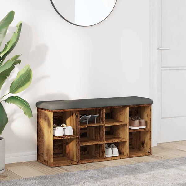 vidaXL Klupa za cipele staro drvo 102x32x50 cm izrađeno drvo