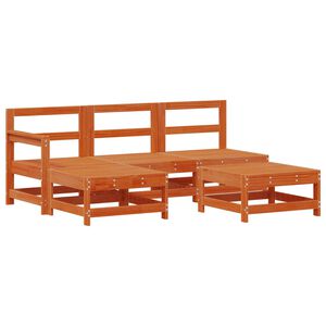 vidaXL Set lounge namje&scaron;taja za vrt 5 pcs Vosak Smeđa Masivna borovina