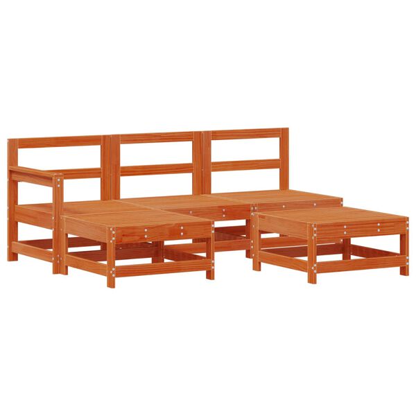 vidaXL Set lounge namje&scaron;taja za vrt 5 pcs Vosak Smeđa Masivna borovina