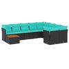 vidaXL 10-dijelni set vrtnih sofa od poliratana s jastucima crni
