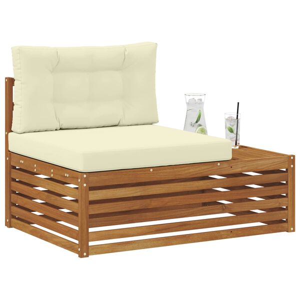 vidaXL Vanjski krajnji kauč s jastukom Prirodna 115 x 83 x 73 cm