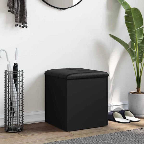 vidaXL Klupa za pohranu crna 42 x 42 x 45 cm od konstruiranog drva