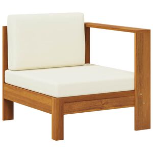 vidaXL Srednja sofa s 1 naslonom za ruke krem bijela bagremovo drvo