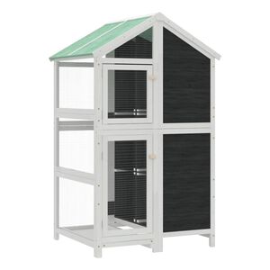 vidaXL Kućica za ptice siva 97x81x152 cm od masivne borovine