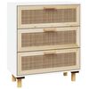 vidaXL Komoda bijela 60 x 30 x 70 cm masivna borovina i prirodni ratan