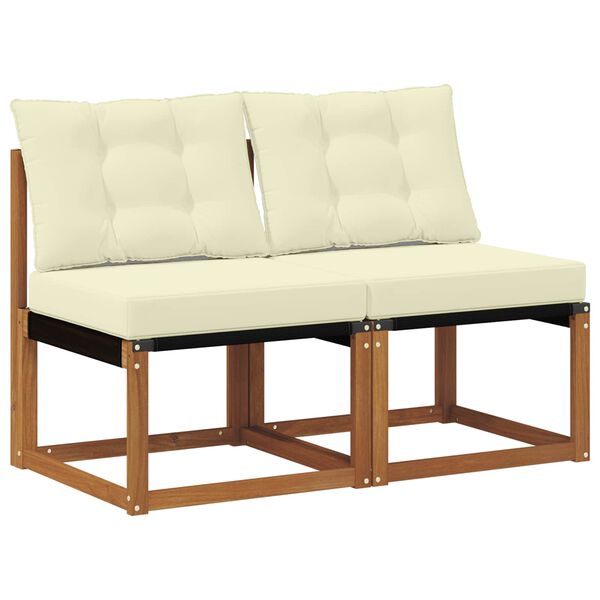 vidaXL 2 Komad Vanjska srednja sofa Masivno bagremovo drvo, Tekstilen