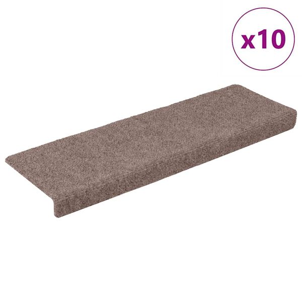 vidaXL Prostirke za stepenice samoljepljive 10 kom 65x21x4 cm svijetlosmeđa pravokutni rub