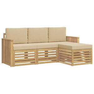vidaXL Set vanjskih sofa 4 kom. Bijela i bež Poliester