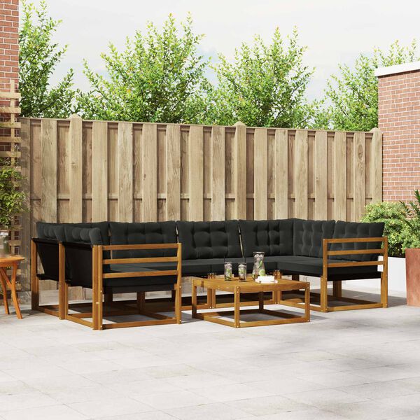 vidaXL Set vanjskih sofa s jastukom 7 pcs Prirodna i crna