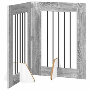 vidaXL Preklopna vrata za pse s postoljem 2 pcs Siva sonoma 120,5 cm