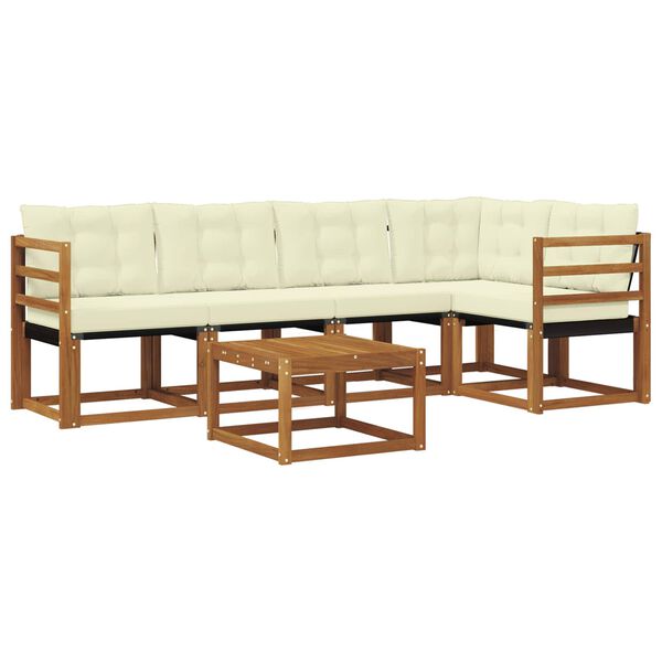 vidaXL Set vanjskih sofa s jastukom 6 pcs Prirodna i svijetlo siva