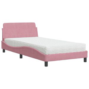 vidaXL Krevet s madracem Dover ružičasti 100x200 cm bar&scaron;unasti