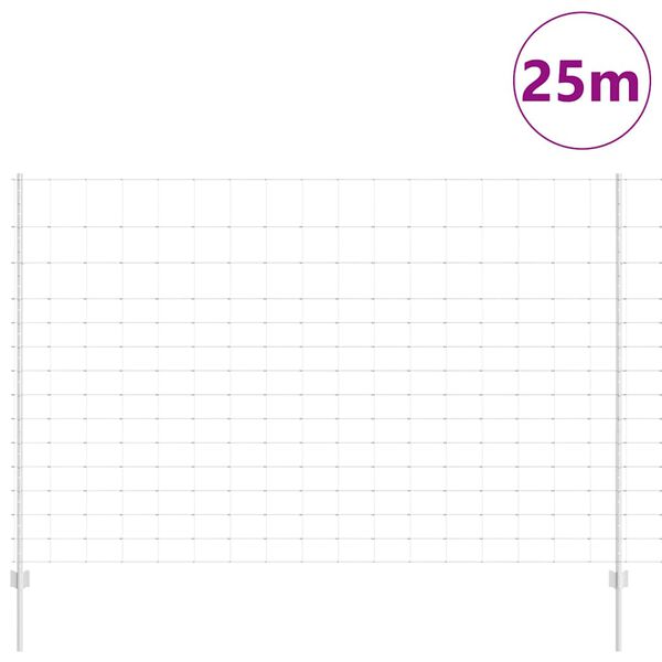 vidaXL Ograda s postovima Srebrno 1,6 x 25 m Čelik
