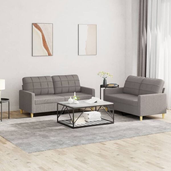 vidaXL 2-dijelni set sofa s jastucima smeđesivi od tkanine