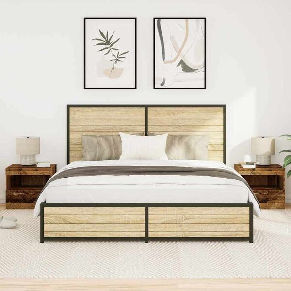 vidaXL Noćni ormar 2 pcs Staro drvo 50 x 40 x 45 cm Konstruirano drvo