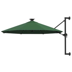 vidaXL Zidni vrtni suncobran s LED svjetlima 300 cm zeleni