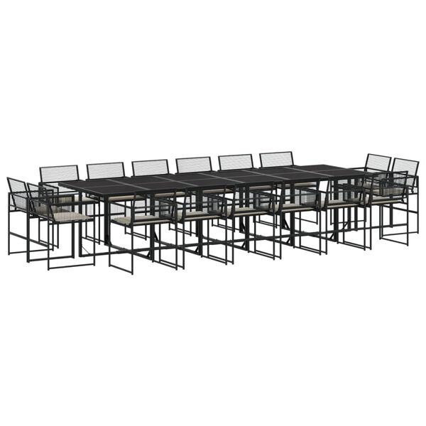 vidaXL 17-dijelni vrtni blagovaonski set s jastucima poliratan crni