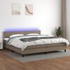 vidaXL Krevet box spring s madracem LED smeđesivi 200x200 cm tkanina