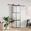vidaXL Klizna vrata s priborom crna 90 x 205 cm kaljeno staklo