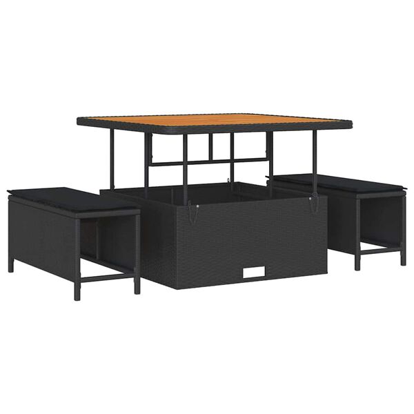 vidaXL Sjedeća garnitura za vrt 9 pcs Crna poliratan