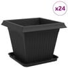 vidaXL Saksije za biljke 24 pcs Crna 38 x 38 x 30 cm Plastika