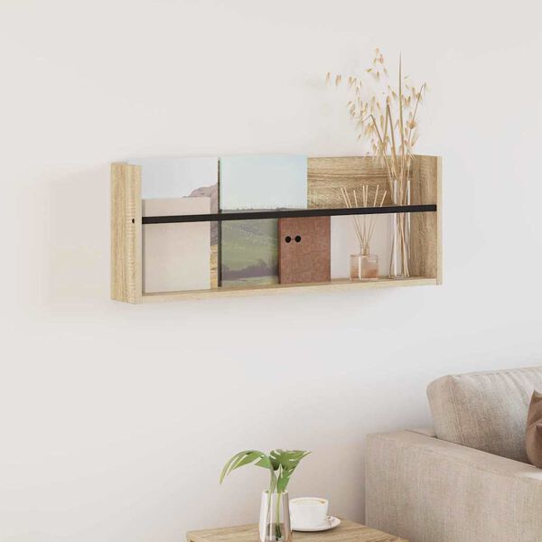 vidaXL Polica za časopise s policom Zidne Sonoma hrast 80 x 12 x 30 cm