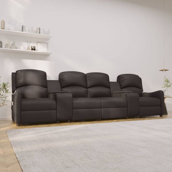 vidaXL Masažni četverosjed od sjajne umjetne kože s držačima čaša crni