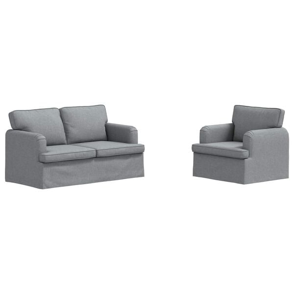 vidaXL Sofa 2 pcs Svijetlo siva