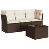 vidaXL 4-dijelni set vrtnih sofa od poliratana s jastucima smeđi