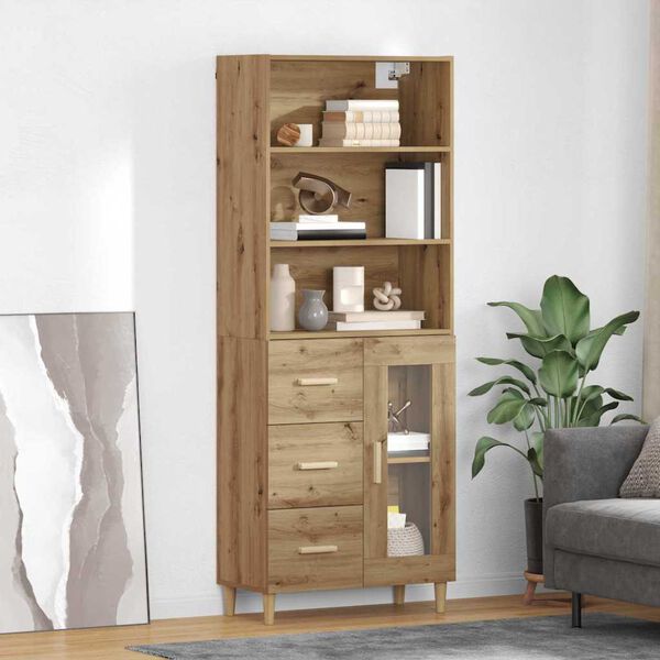 vidaXL Highboard Umjetnički hrast 69,5 x 34 x 180 cm Konstruirano drvo