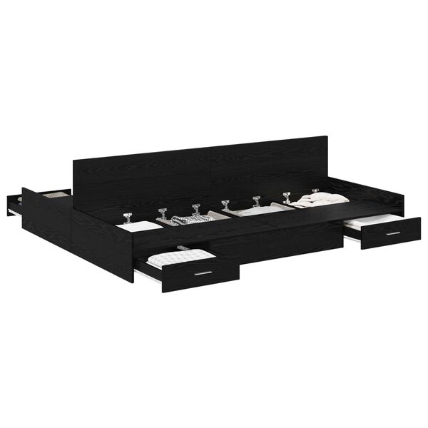 vidaXL Krevet s ladicama Crni hrast 150 x 200 cm Konstruirano drvo