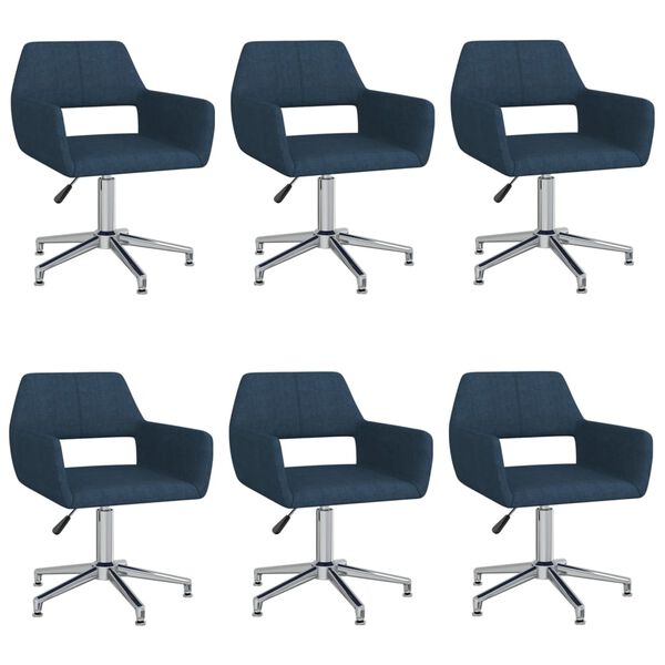 vidaXL Okretne blagovaonske stolice od tkanine 6 kom plave